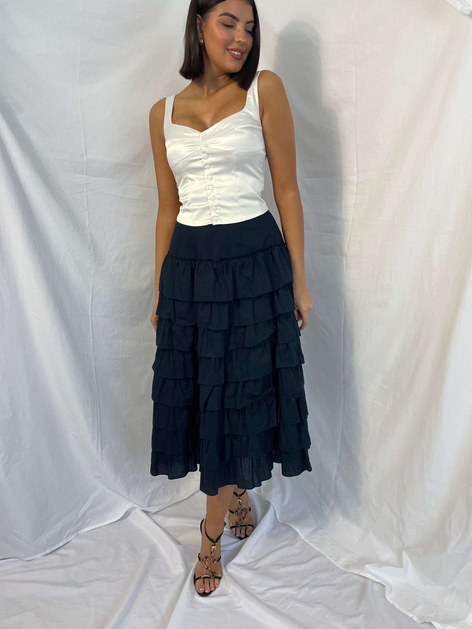 1990s Anna Molina long ruffled skirt