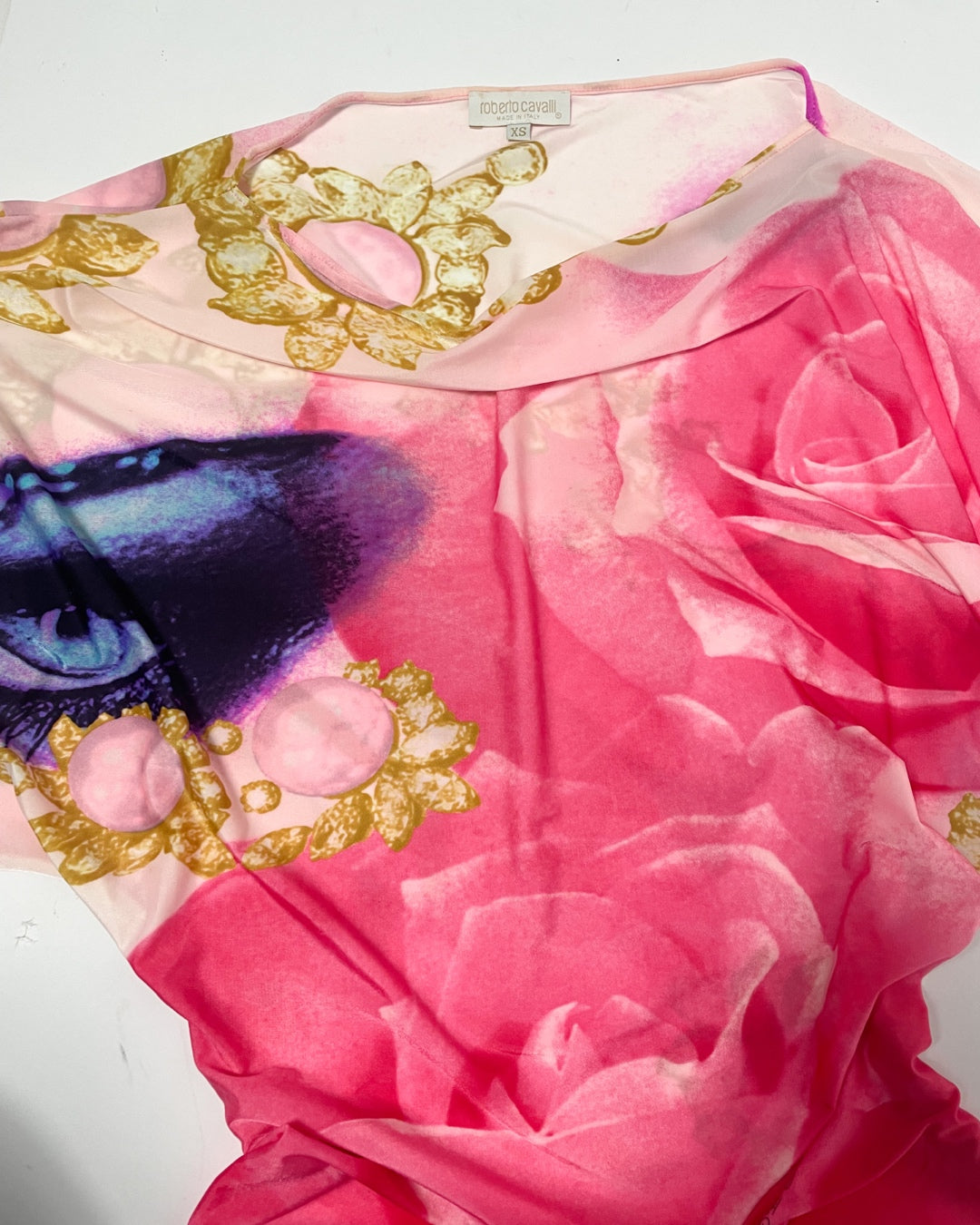 Roberto Cavalli S/S 2001 face print mini dress