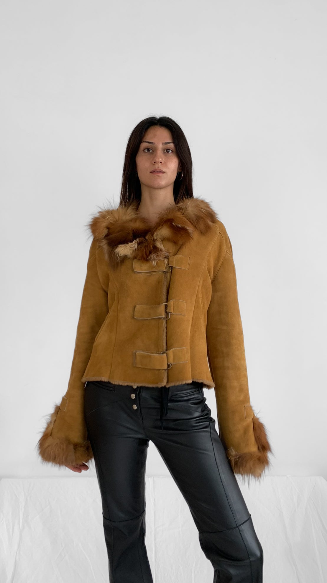 Shearling Jacket with Fur Trim