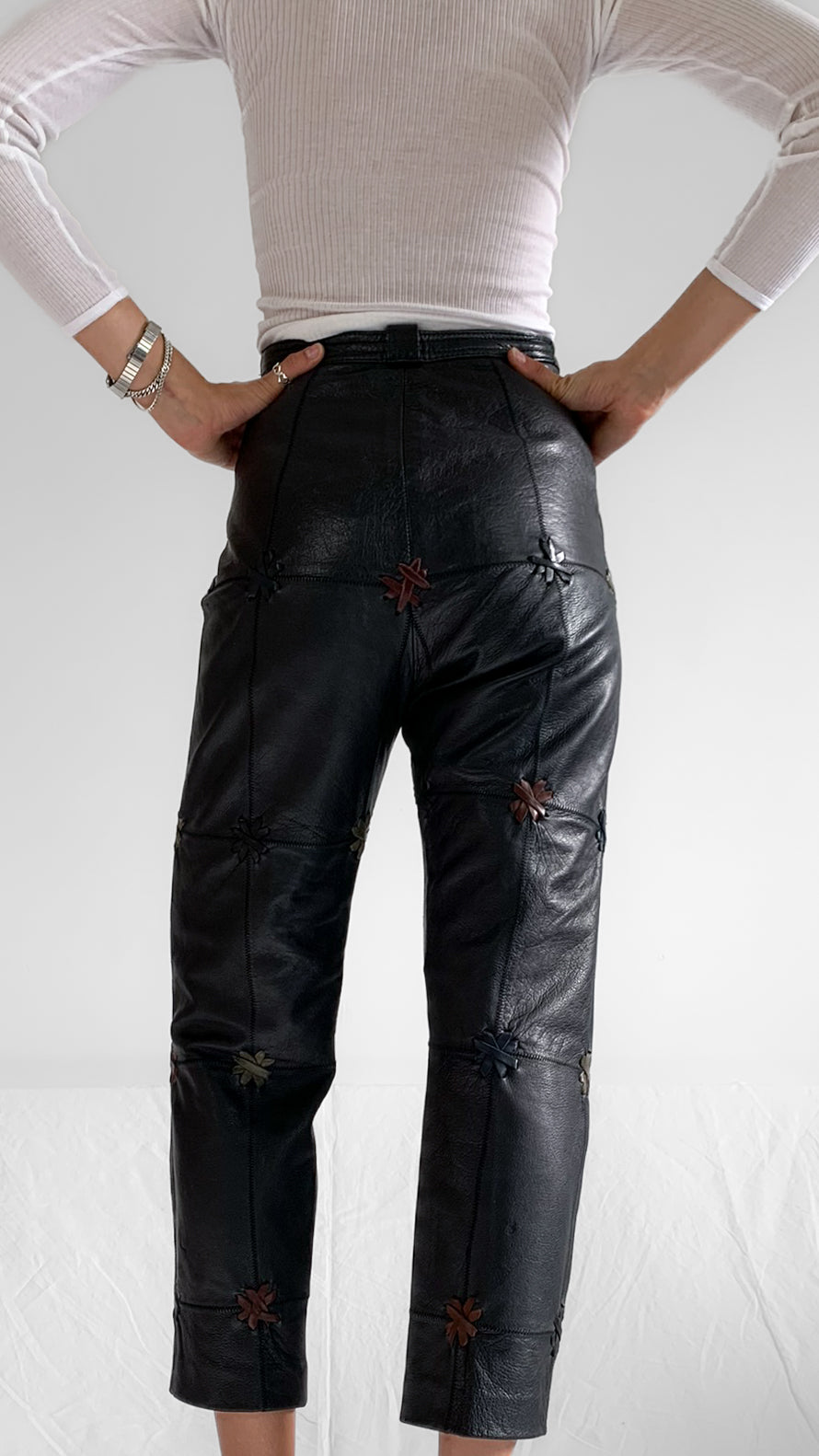 Vintage Patchwork Leather Pants