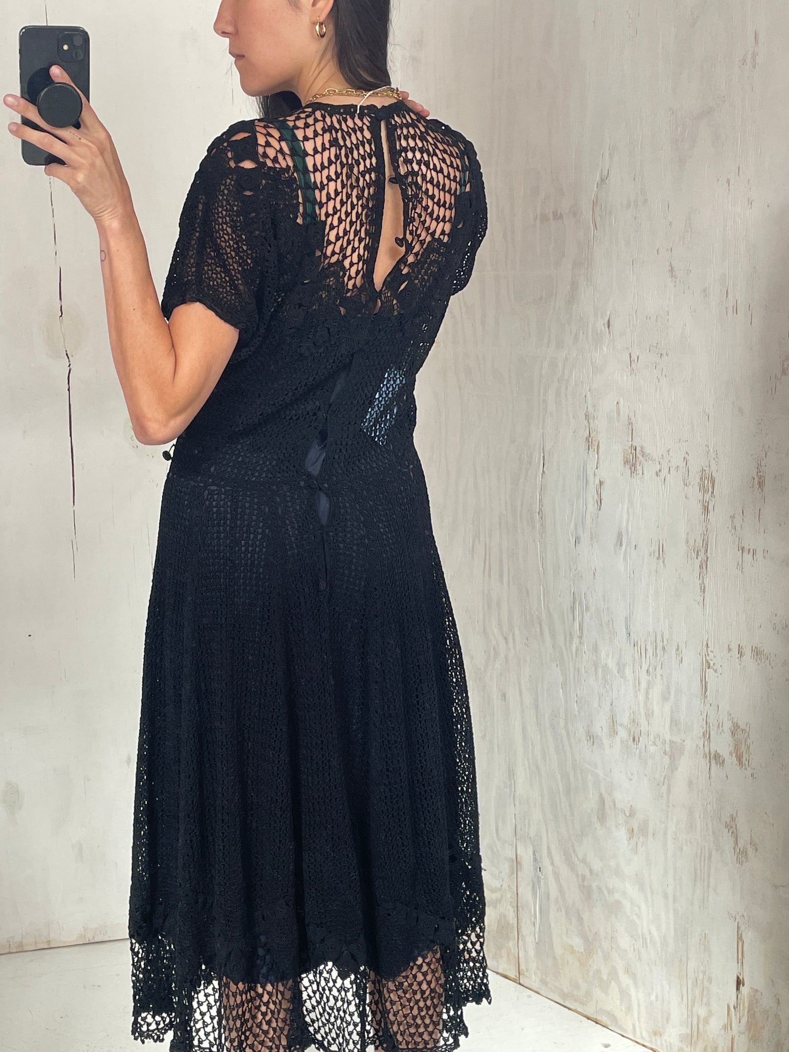 Vintage black Crochet Dress
