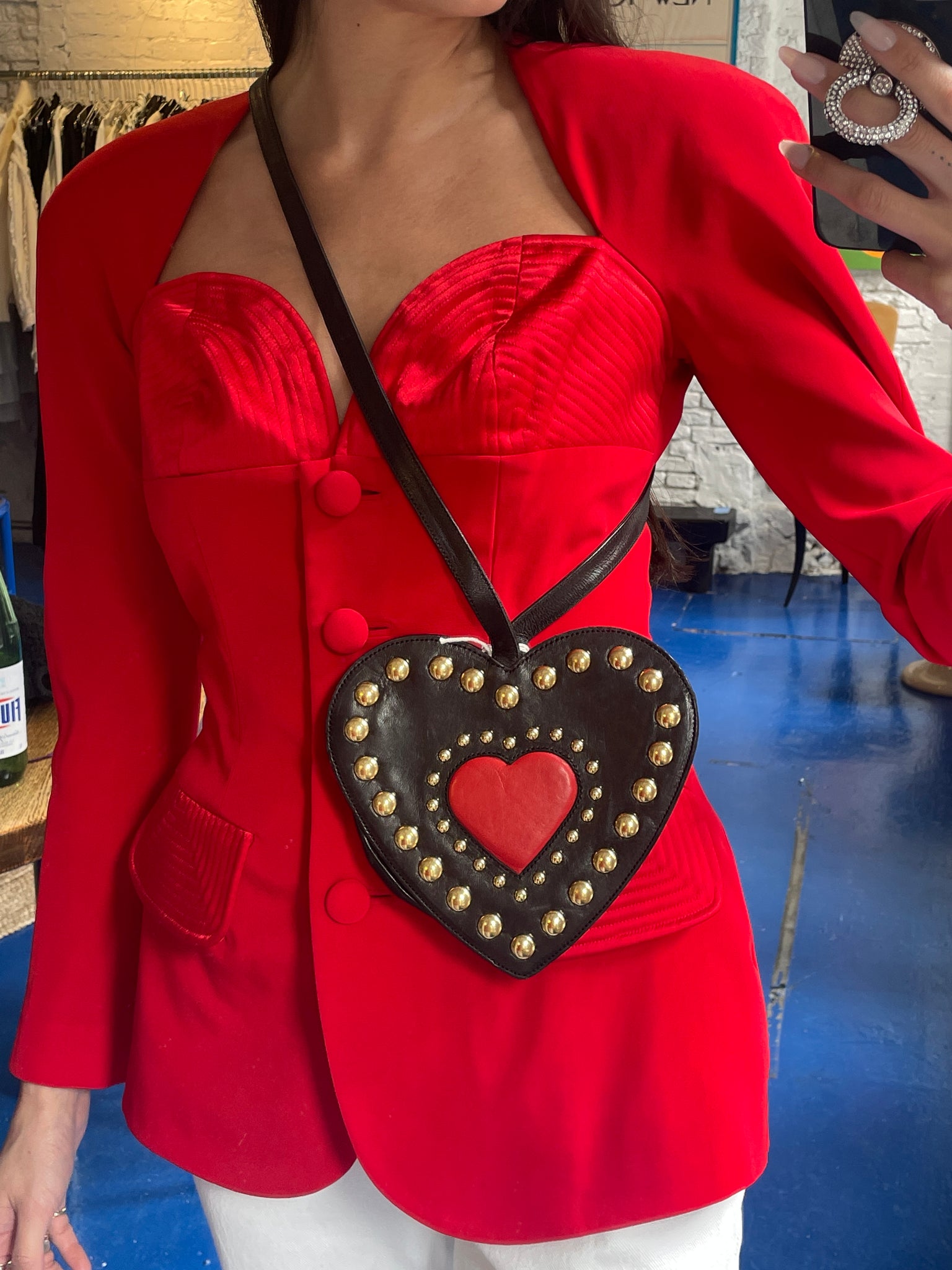 90s Moschino studded heart bag