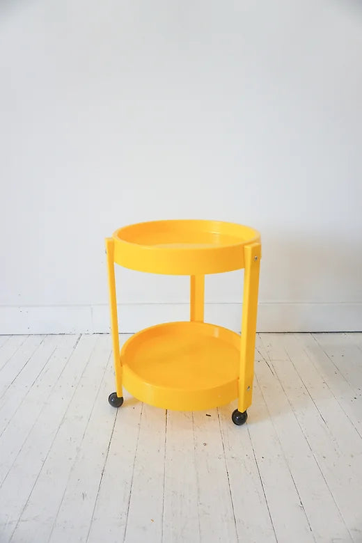 Yellow plastic bar cart