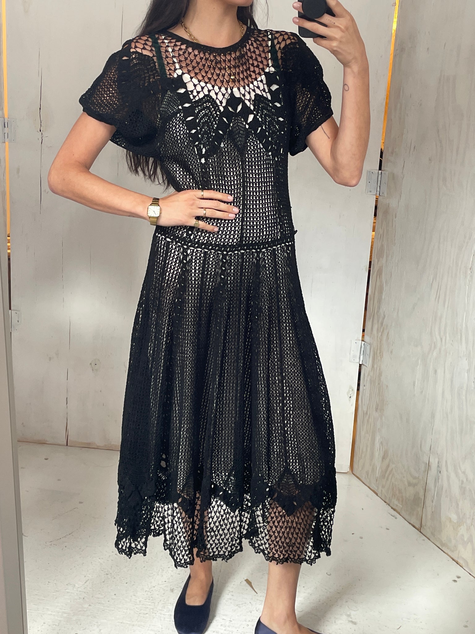 Vintage black Crochet Dress
