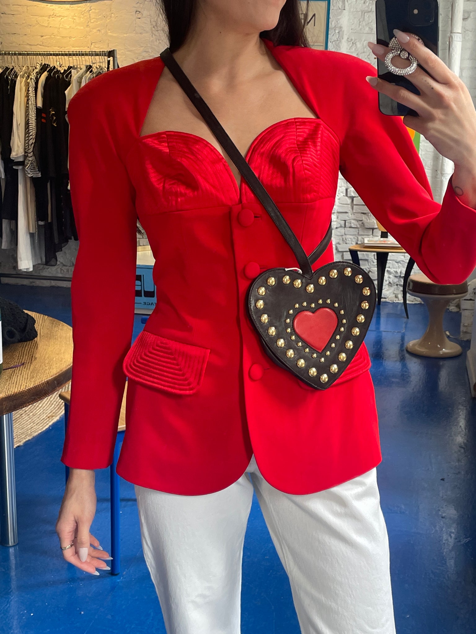 90s Moschino studded heart bag