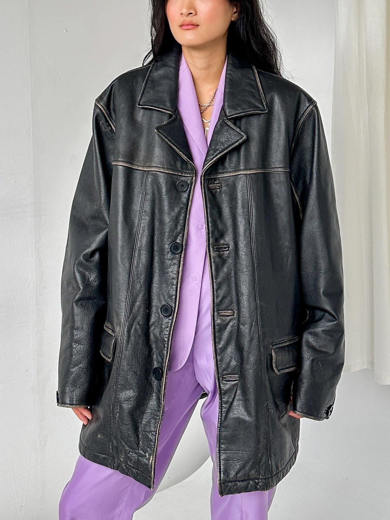 Distressed Leather Jacket (XL-XXL) - 5