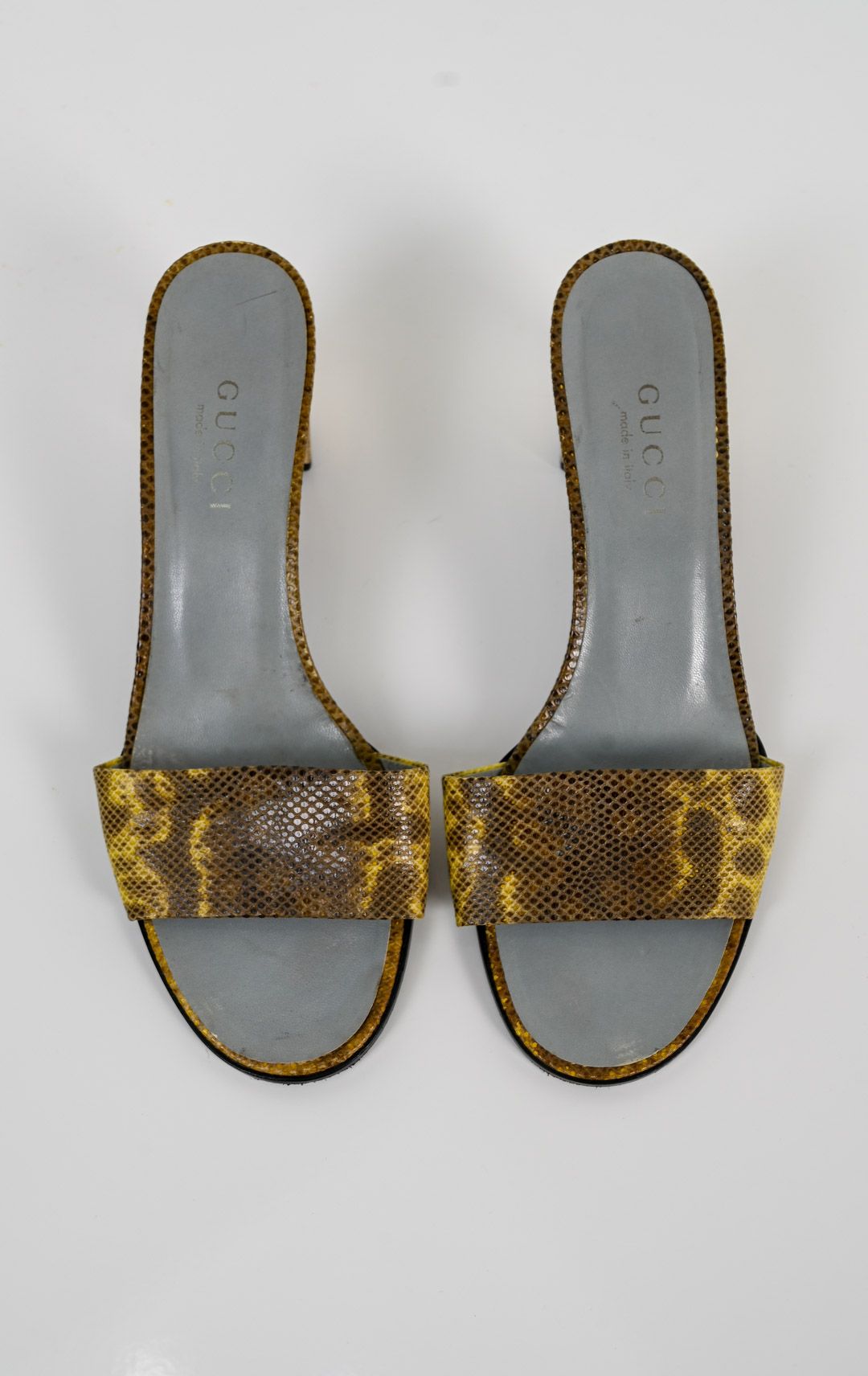 Gucci Canary Snakeskin Sandals (40) - 2
