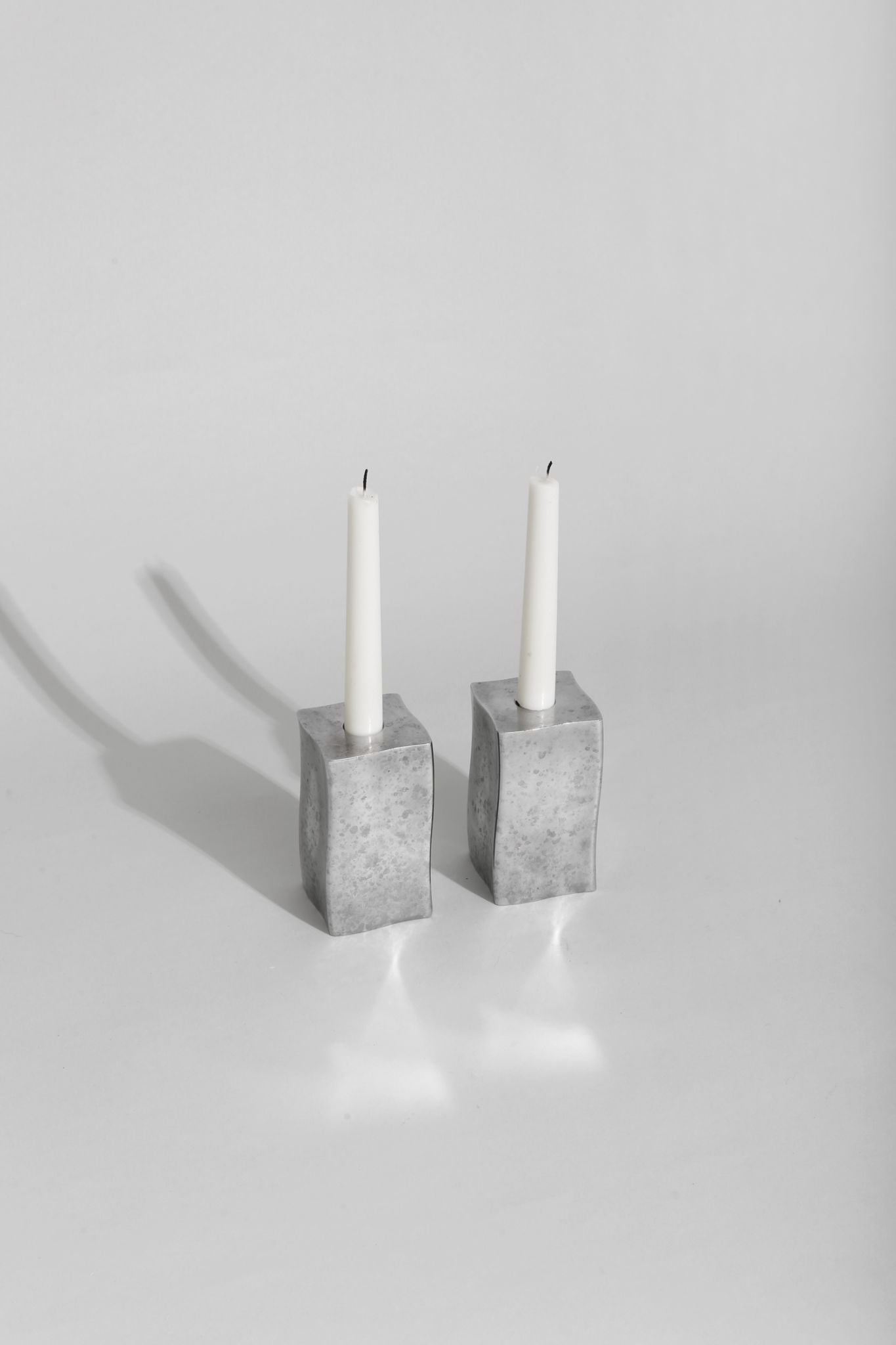 Chrome Block Candleholder Set - 1