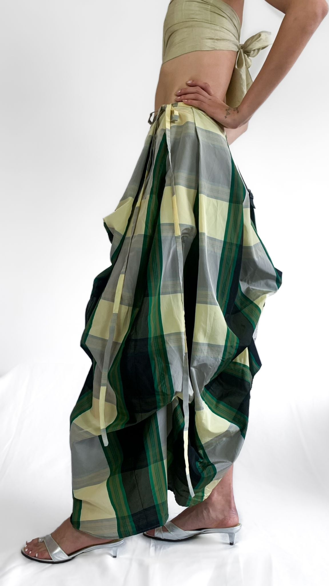 List Tartan Plaid Asymmetrical Wrap Skirt + Handbag - 2