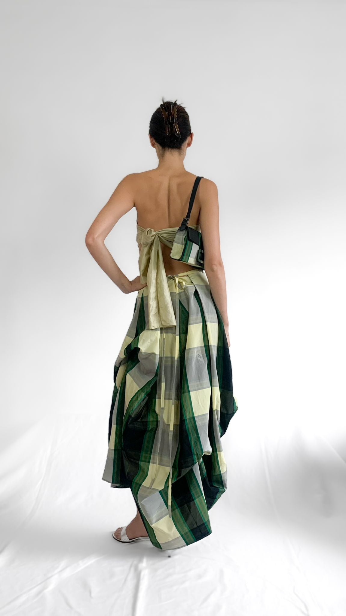 List Tartan Plaid Asymmetrical Wrap Skirt + Handbag - 4