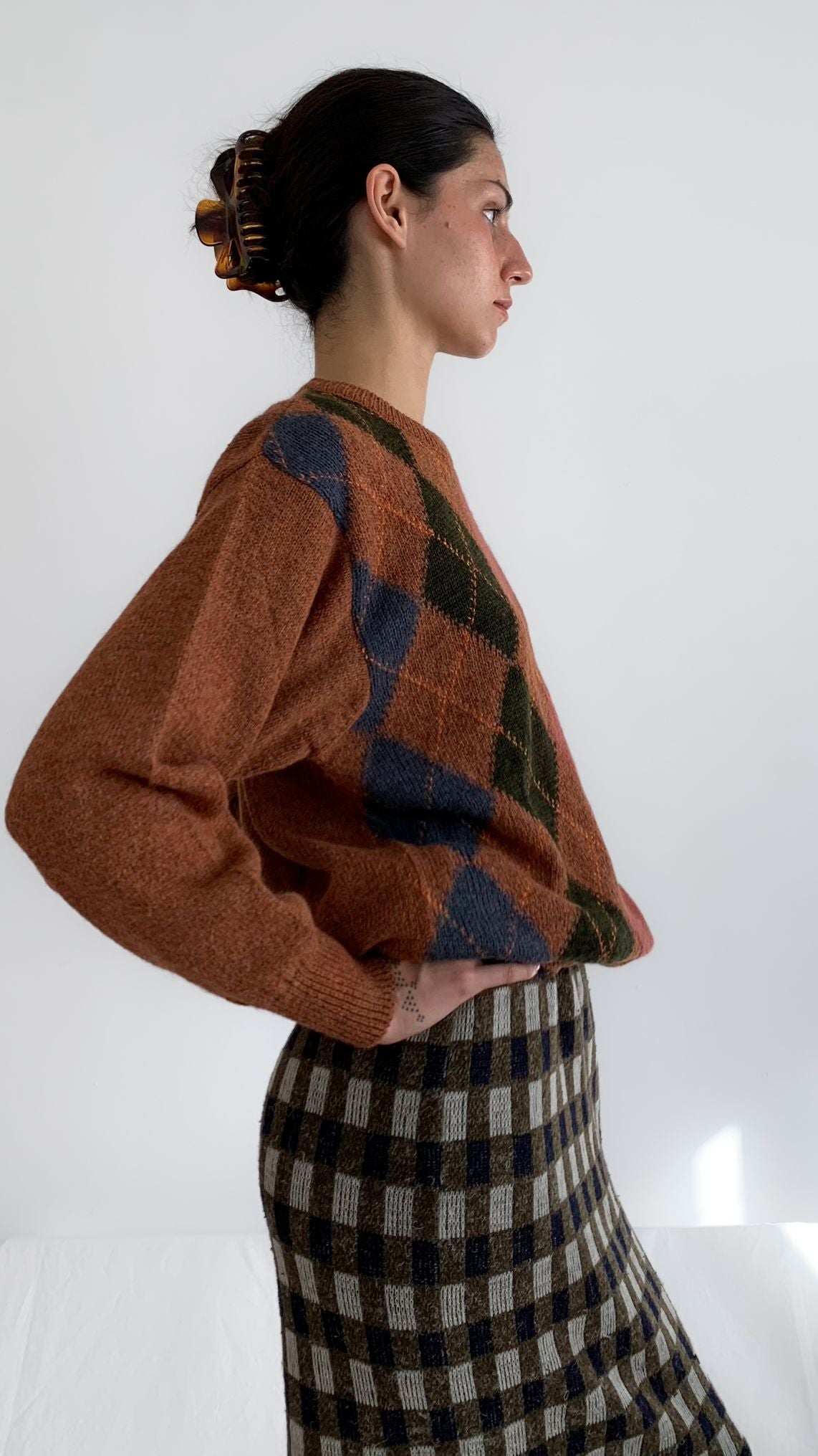 Trussardi Sienna Argyle Wool Sweater - 2