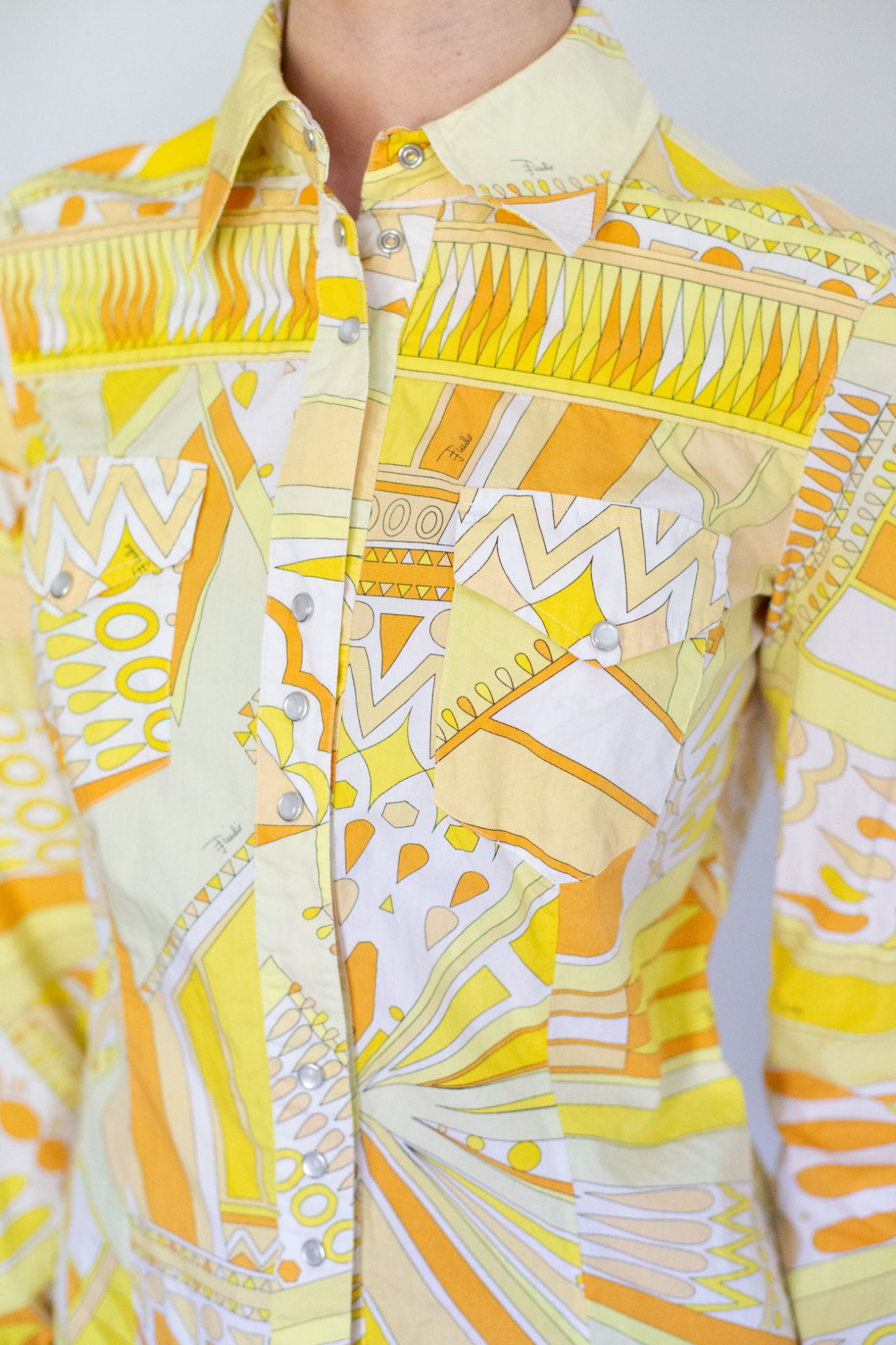 Pucci yellow western button up top - 1