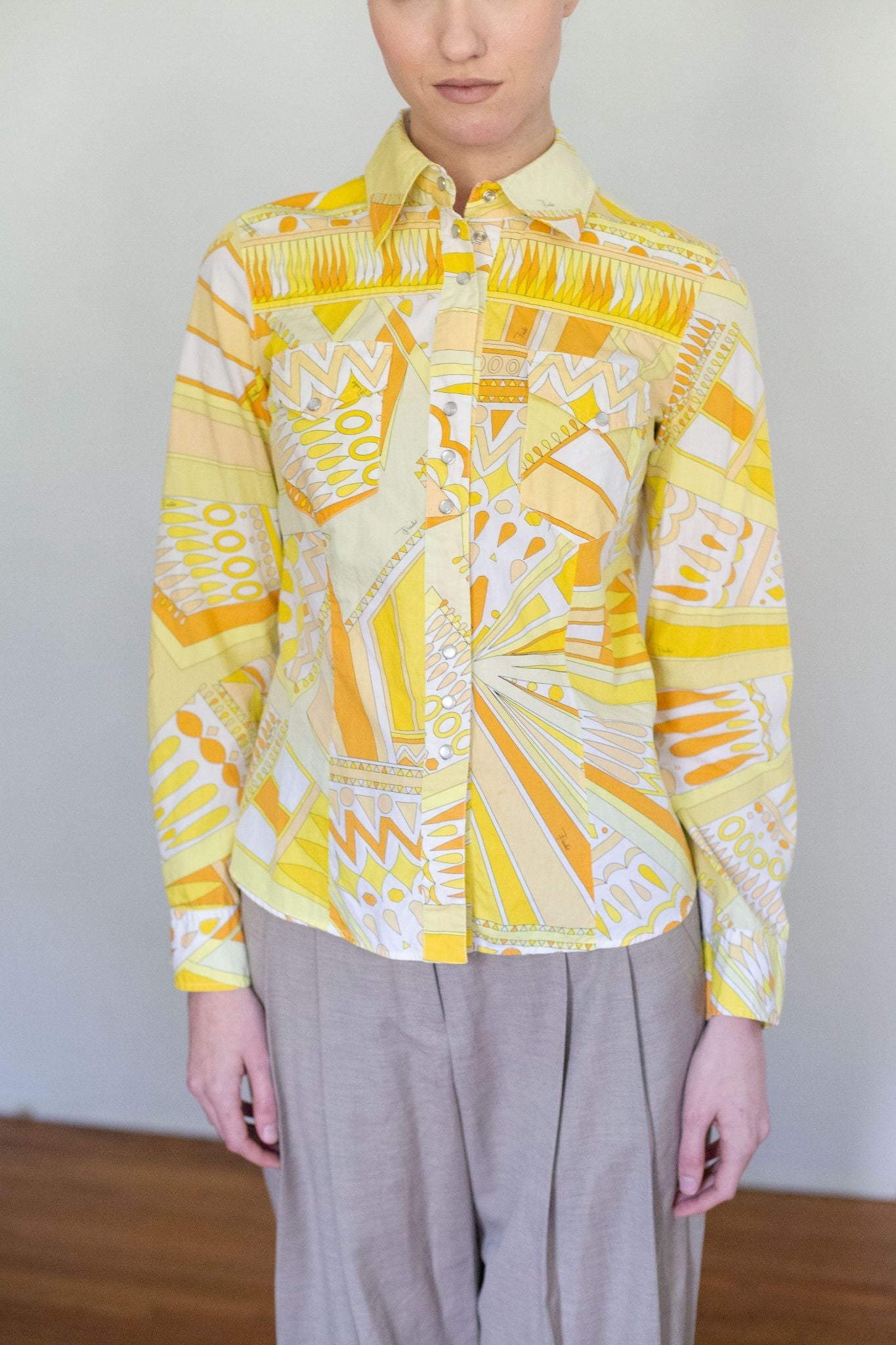 Pucci yellow western button up top - 2