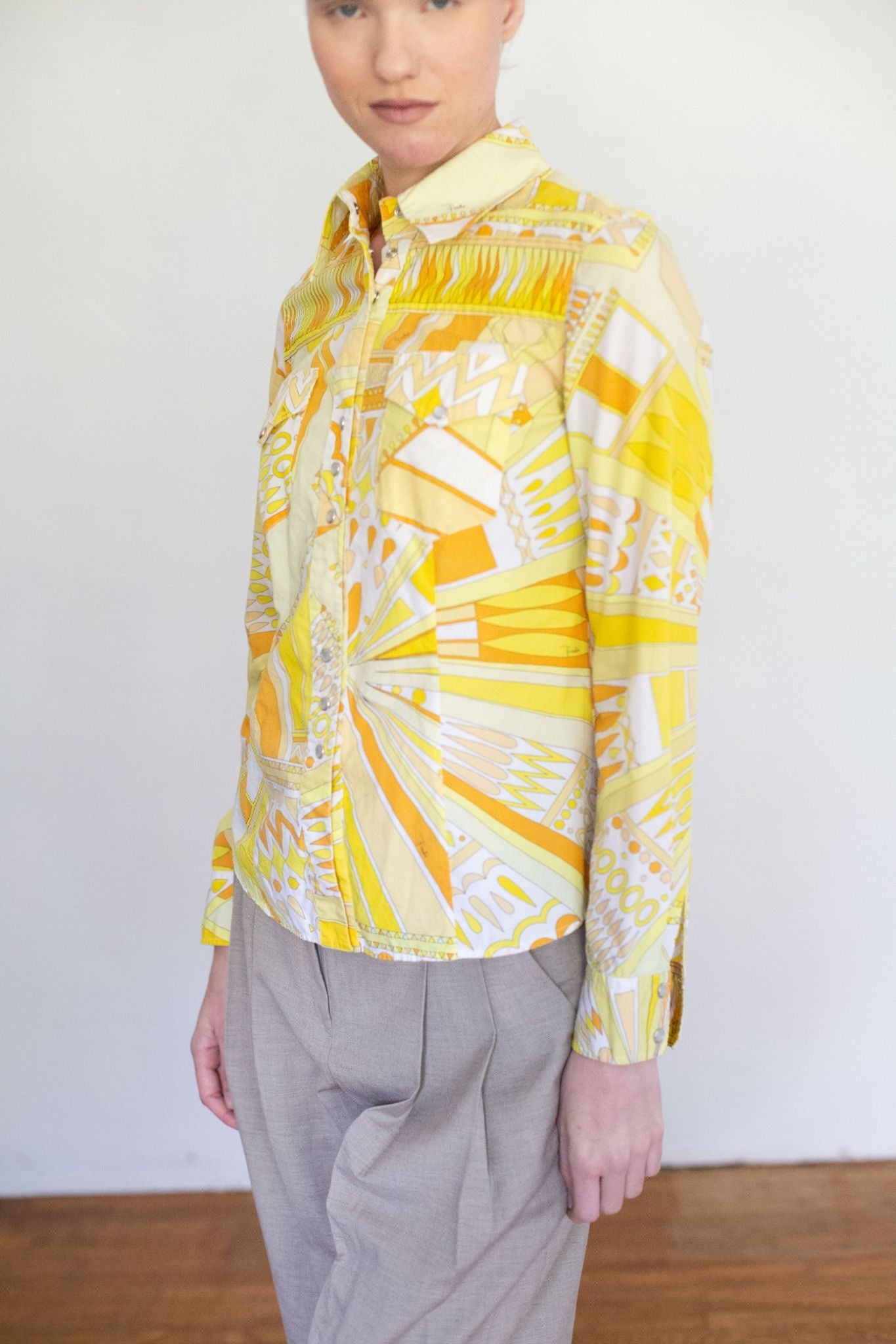 Pucci yellow western button up top - 4
