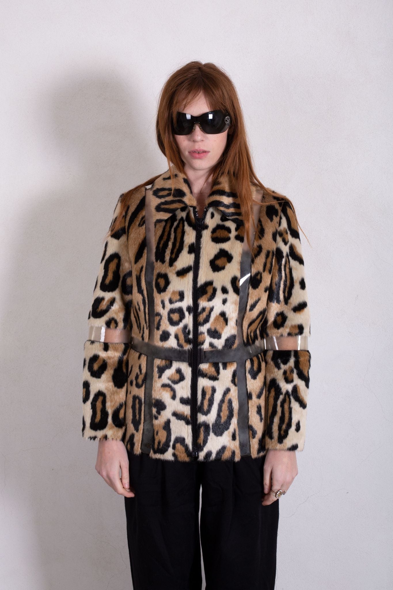 Alberto Makali Leopard Coat with Clear Panels - 1