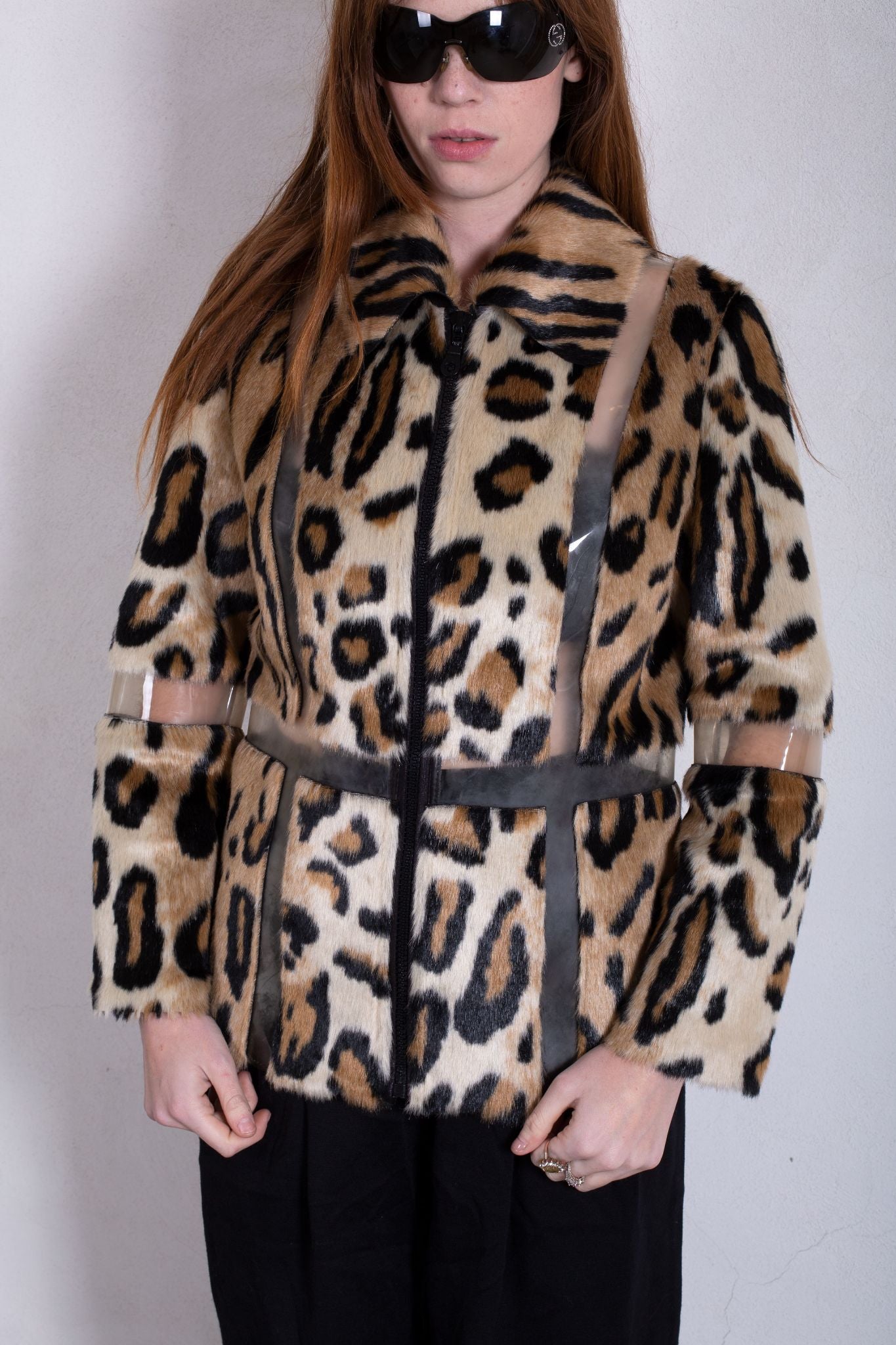 Alberto Makali Leopard Coat with Clear Panels - 2
