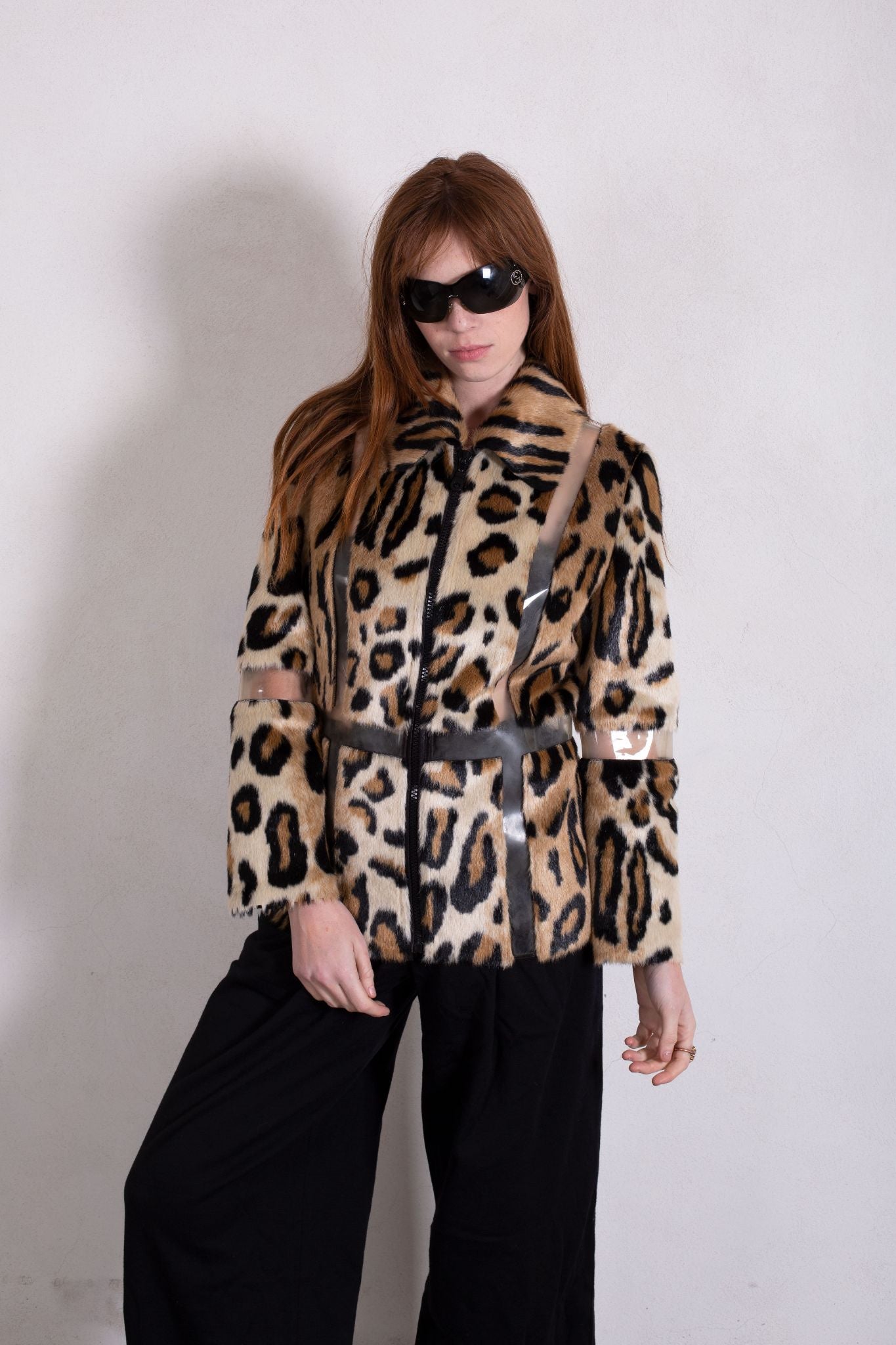Alberto Makali Leopard Coat with Clear Panels - 3