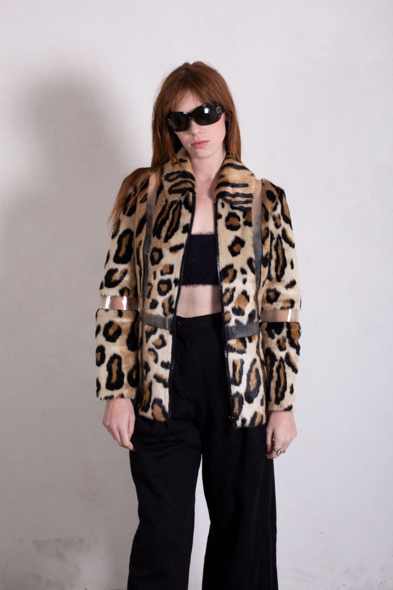 Alberto Makali Leopard Coat with Clear Panels - 6