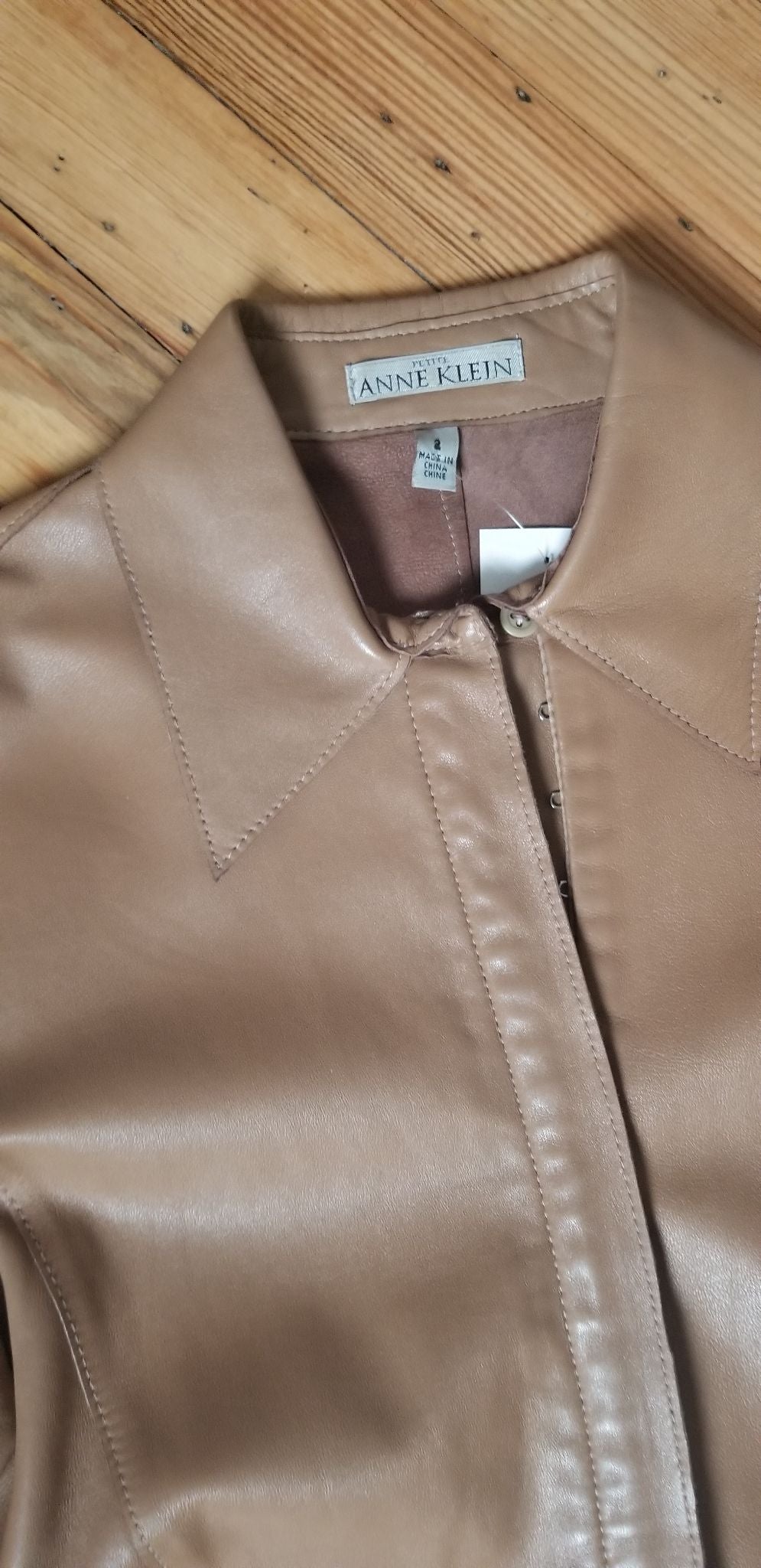 Soft Anne Klein tan leather shirt - 2