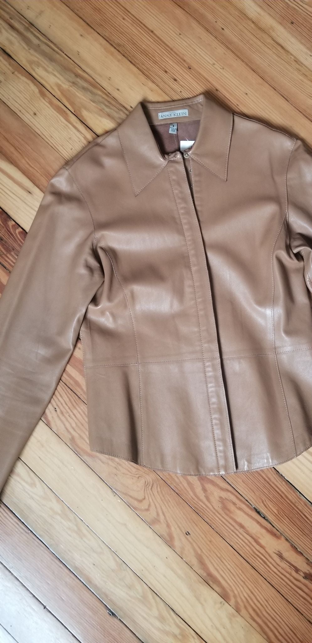 Soft Anne Klein tan leather shirt - 1