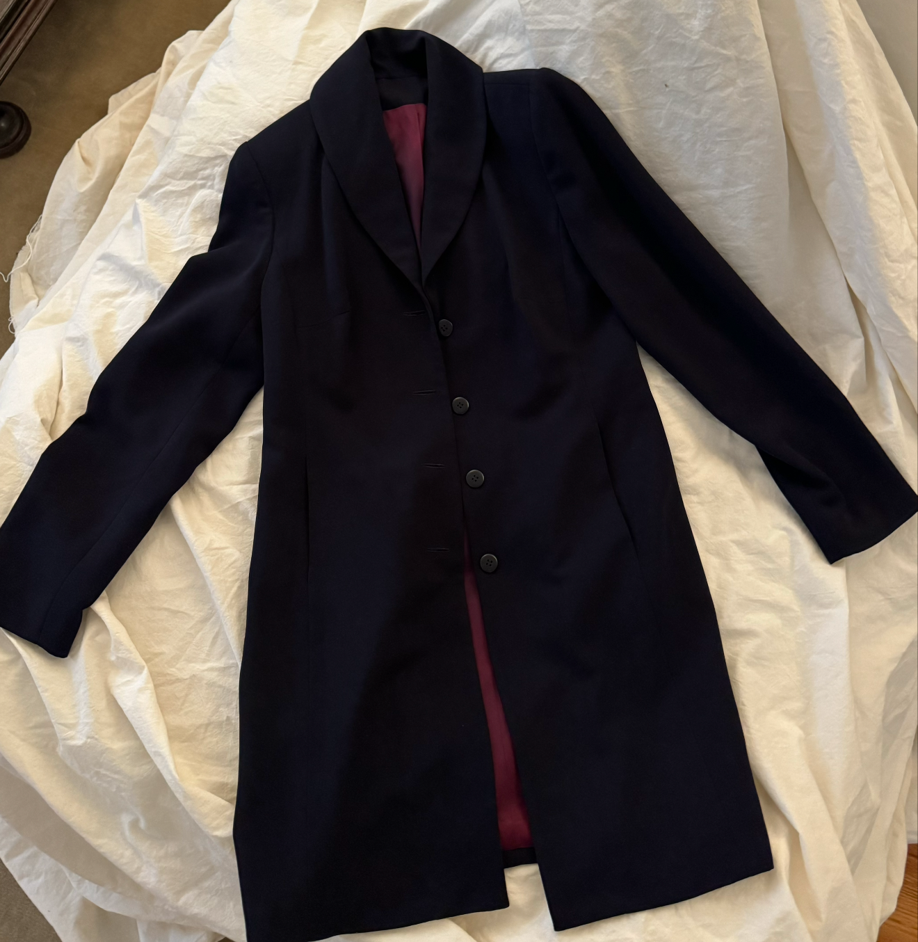 Navy Knee Length Lightweight Blazer/Jacket - 1