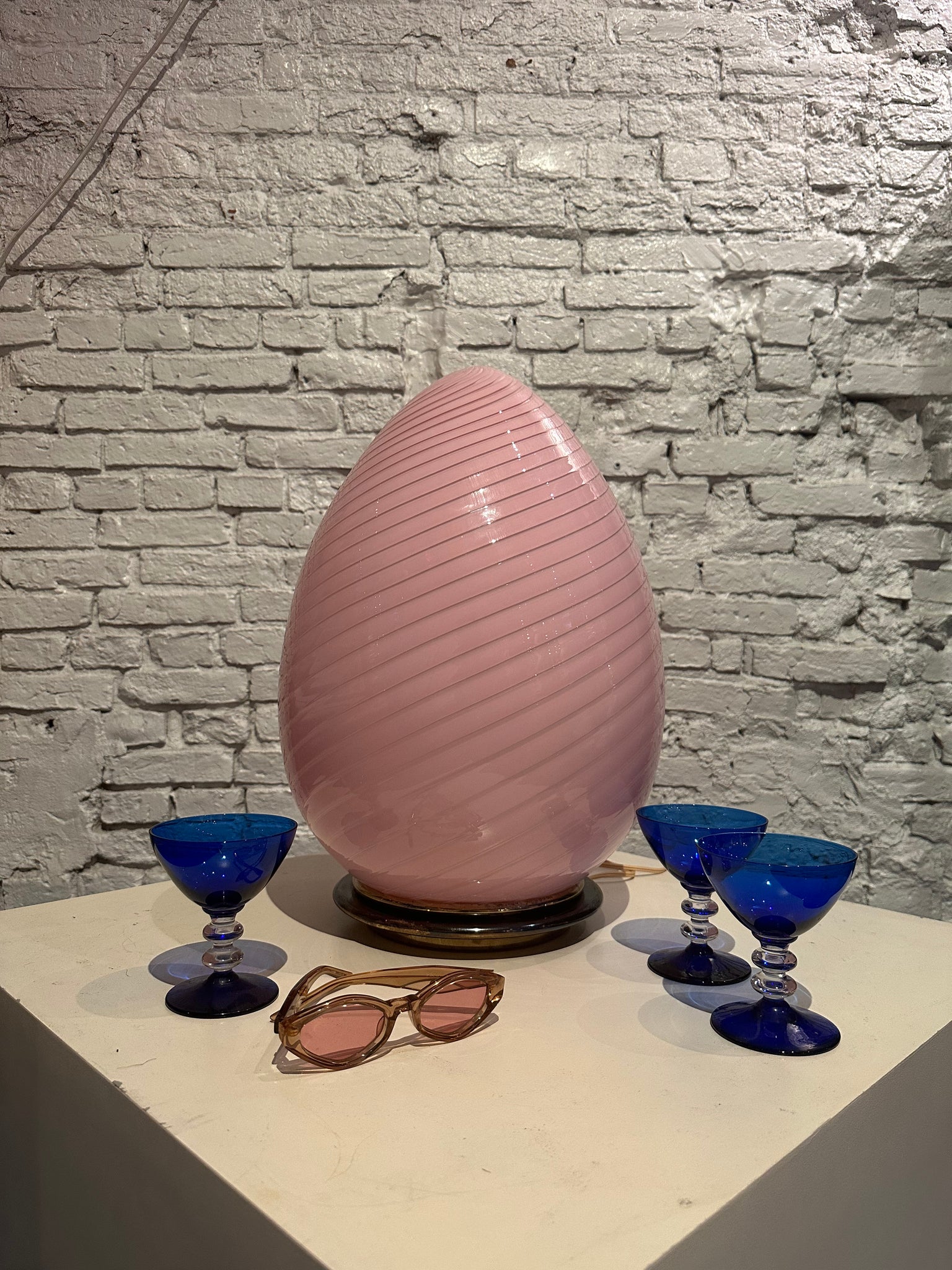 Pink Murano Glass Egg Lamp