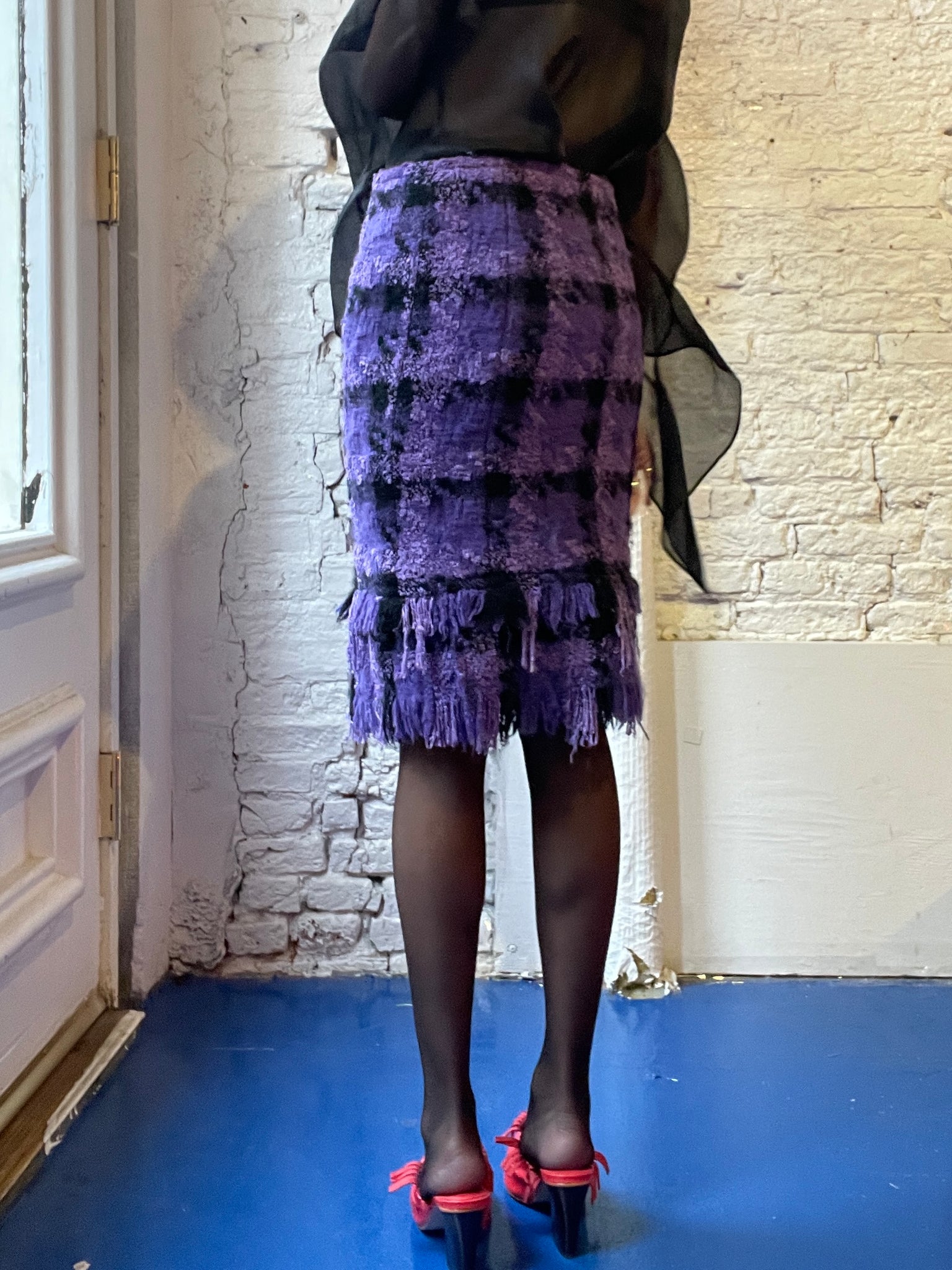 Purple Versace tweed skirt