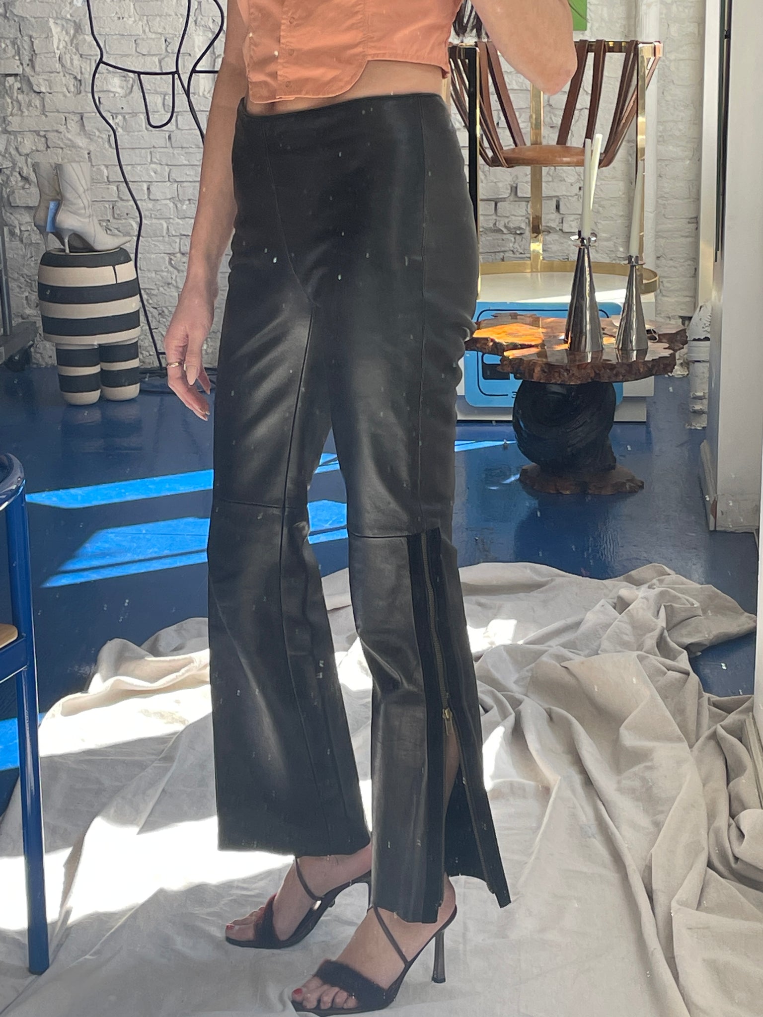 Viola Valenti Zip Leather Pants